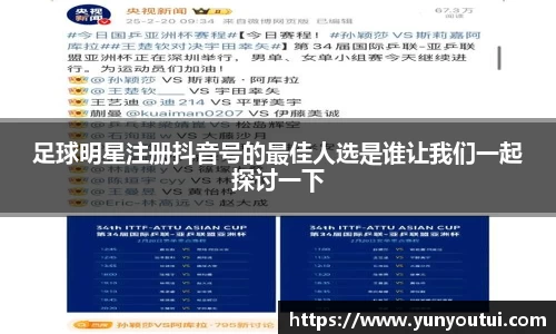 足球明星注册抖音号的最佳人选是谁让我们一起探讨一下
